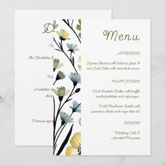 Sage Green & Soft Yellow Botanical Wedding Menu