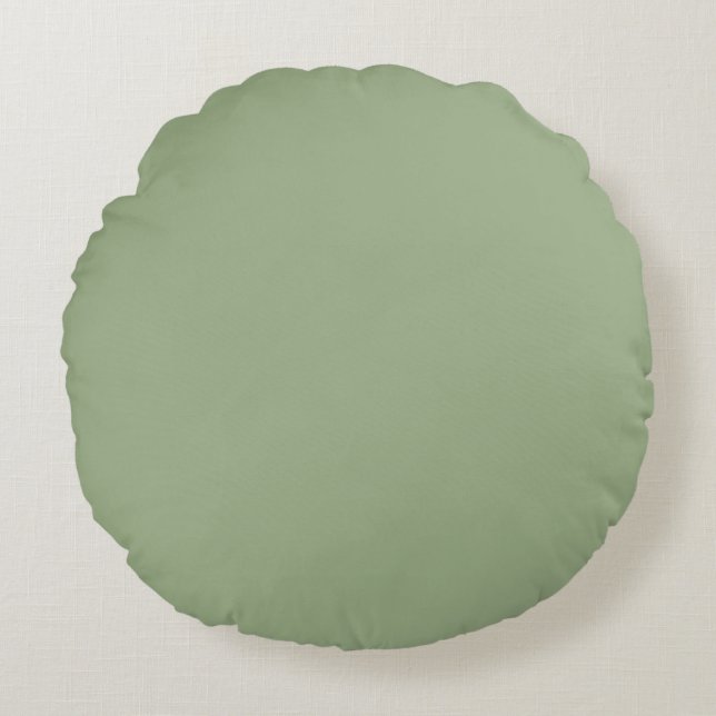 Sage Green Solid Color Round Pillow (Front)