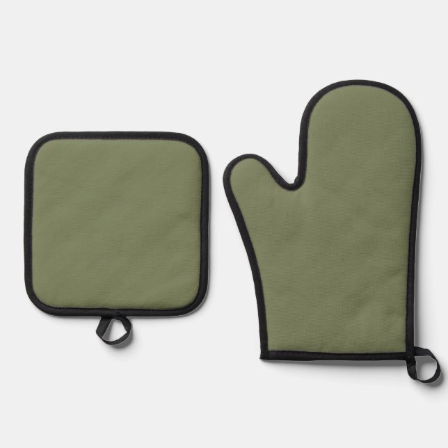 Sage Green Solid Colour Oven Mitt & Pot Holder Set (Front)