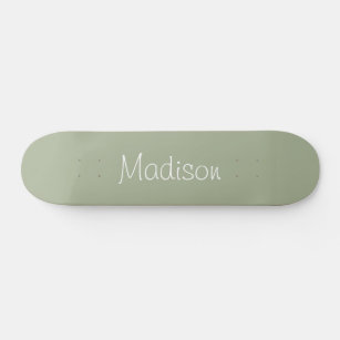 Sage Green Solid Colour Personalized Skateboard