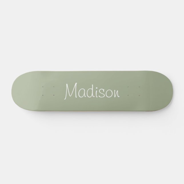 Sage Green Solid Colour Personalized Skateboard (Horz)