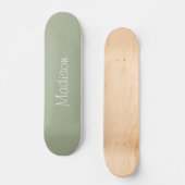 Sage Green Solid Colour Personalized Skateboard (Front)