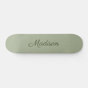 Sage Green Solid Colour Personalized Skateboard