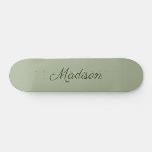 Sage Green Solid Colour Personalized Skateboard