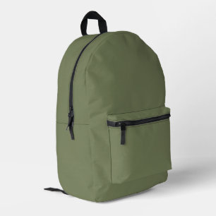 Sage Green Solid Colour Printed Backpack