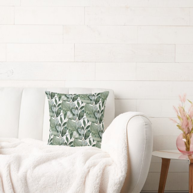 SAGE GREEN SPRING BRANCH WHITE PILLOW  (Couch)