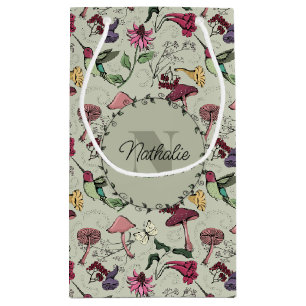 Sage Green Spring Garden Hummingbird Floral Small Gift Bag