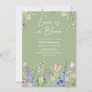 Sage Green Spring Love is in Bloom Bridal Shower  Invitation