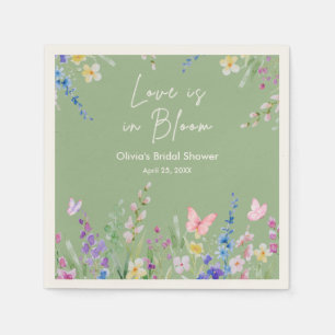 Sage Green Spring Love is in Bloom Bridal Shower  Napkin