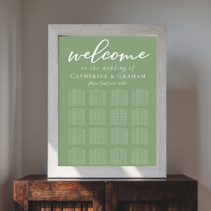Sage Green Spring Wedding 16 Table Seating Chart