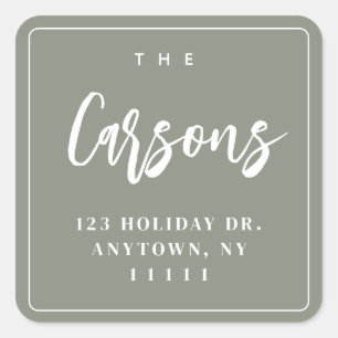 Sage Green Square Modern Return Address Label
