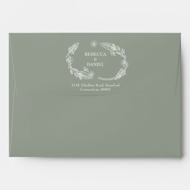 Sage Green String Lights Return Address Envelope (Back (Top Flap))