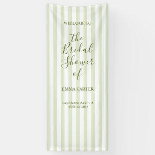 Sage Green Stripe Bridal Shower Welcome Banner