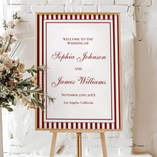 Sage Green Stripe Old Money Wedding Welcome Poster