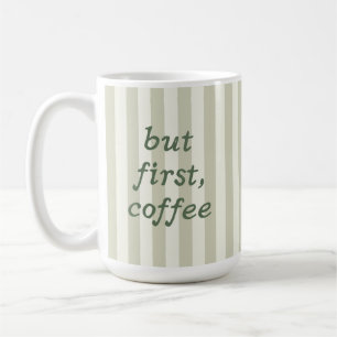 Sage Green Stripe Trendy Cozy Minimalist Tea And Coffee Mug