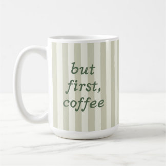 Sage Green Stripe Trendy Cozy Minimalist Tea And Coffee Mug