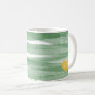 Sage Green Stripe Watercolor Monogramme Coffee Mug