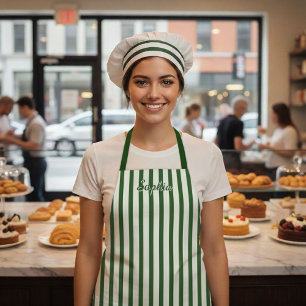 Sage Green Stripe Women's Custom Apron