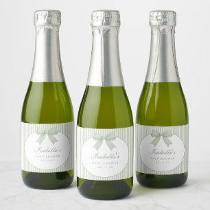 Sage Green Striped Baby Shower  Sparkling Wine Label