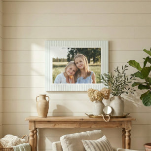 Sage Green Striped Family Photo Keepsake Canvas Print