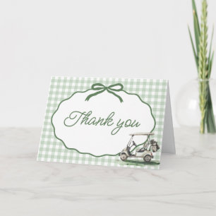 Sage Green Striped Frame Bow Matcha Thank you card