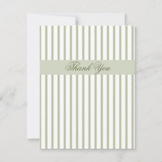 Sage Green Striped Thank You Note Card