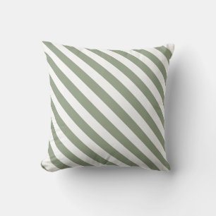 Sage Green Striped Throw Pillow
