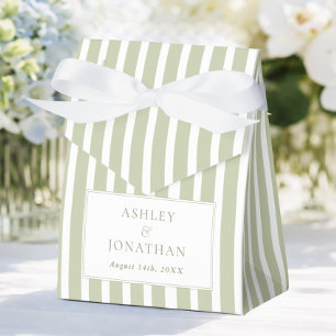 Sage Green Striped Wedding Favor Box