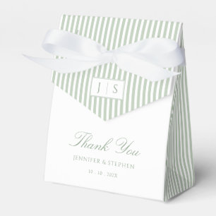 Sage Green Striped Wedding Favour Box