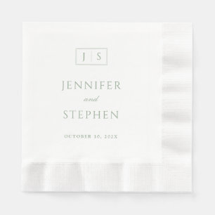 Sage Green Striped Wedding Lunch Napkins