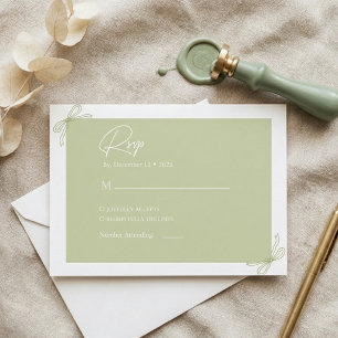 Sage Green Stripes Bow Wedding Enclosure Card
