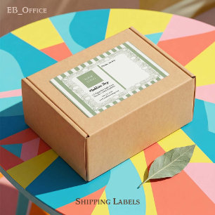 Sage Green Stripes & Curly Frame & Logo