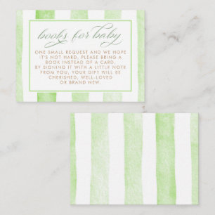 Sage Green Stripes Cute Books For Baby Request Enclosure Card