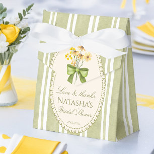 Sage green stripes elegant bridal shower favors favor box
