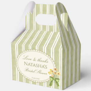 Sage green stripes elegant bridal shower favours favor box