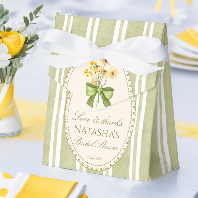 Sage green stripes elegant bridal shower favours favor box (Sage green stripes grand millennial coquette elegant bridal shower favors personalized favor boxes)