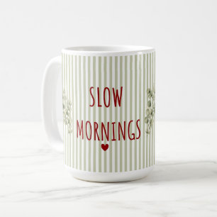 Sage Green Stripes & Eucalyptus Coffee Mug
