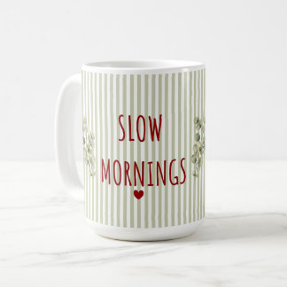 Sage Green Stripes & Eucalyptus Coffee Mug