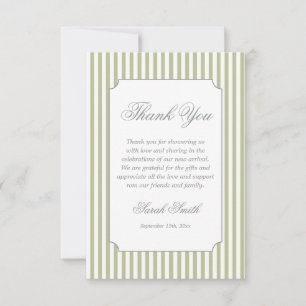 Sage Green Stripes Grand millennial Thank You Card