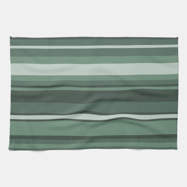 Sage green stripes kitchen towel (Horizontal)