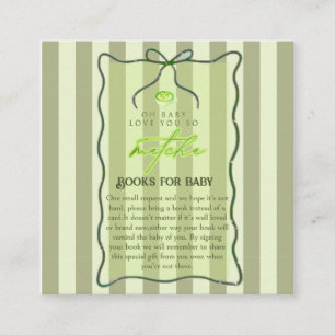 Sage Green Stripes Love So Matcha Books for Baby  Enclosure Card