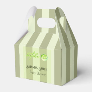 Sage Green Stripes Love you So Matcha Baby Shower Favor Box