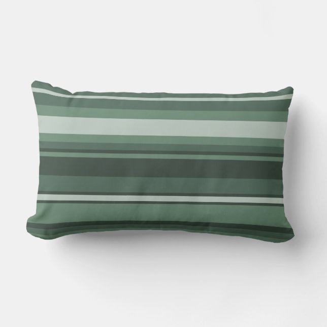 Sage green stripes lumbar pillow (Front)