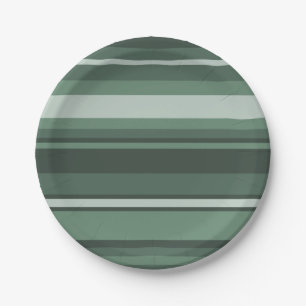 Sage green stripes paper plate