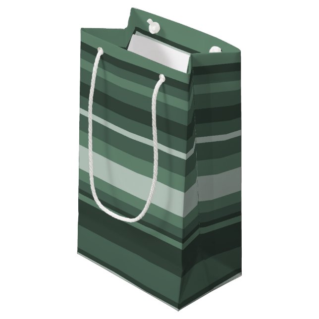 Sage green stripes small gift bag (Front Angled)