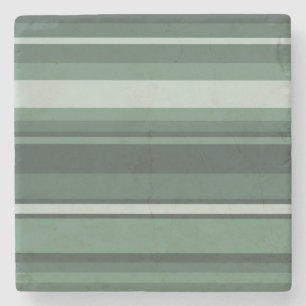 Sage green stripes stone coaster