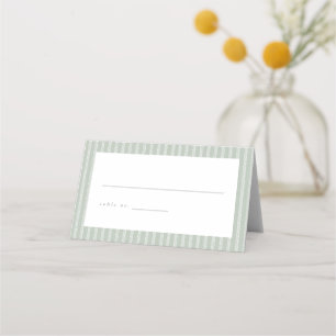 Sage Green Stripes Wedding Escort Cards