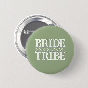 Sage Green Stylized Bride Tribe 2 Inch Round Button