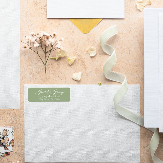 Sage Green Stylized Names Wedding Return Address (In Situ Wedding)