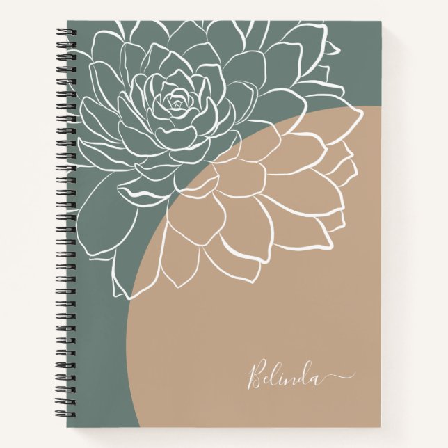 Sage Green Succulent Carnet personnalisé (Devant)